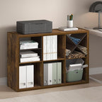 Furinno Cubicle Book Shelf, 6-Cube Thick Frame Bookshelf, Horizontally & Vertically Reversible Bookcase with Open Back, 14.6 x 43.8 x 30, for Living Room, Bedroom, Home Office, Amber Pine