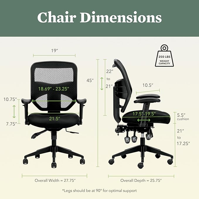 HON Prominent Mesh Ergonomic Office Chair with Adjustable Arms, Back Support, 360° Swivel Task Chair for Computers, Desk, Home Office, ASynchro-Tilt Recline, Black