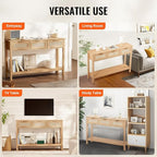 VEVOR Rattan Console Table, Entryway Table with 3 Storage Drawers, Hallway Table with Natural Rattan Sliding Door, Console Sofa Table for Living Room, Study, Entryway Or TV Wall, Natural