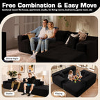 106" Cloud Sectional Couch with Chaise Lounge,L Shaped Modular Modern Sofa,Comfy Corduroy Fluffy Sofa with Deep Seat,No Assembly Required Couch for Living Room(Right,Stripe Corduroy,Black)