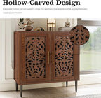 ARTPOWER Accent Cabinet with 2 Doors, Vintage Hollow Carving Buffet Cabinet, Sideboards and Buffets with Storage, Credenza for Living Room, Kitchen, Dining Room, Entryway, Hallway, Walnut