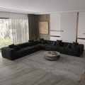 WJShome Oversized Modular Sectional Sofa, V Shaped Couch with Ottoman,Sectional Couches for Living Room,Large Linen Deep Seat with Pillow Couches for Home,Spacious Space,Black