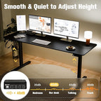 ERGOMAKER Electric Standing Desk, 67" x 23.6" Height Adjustable Sit Stand Desk with Splice Board for Home Office, Computer Table Memory Preset (Black Frame, Black Desktop)