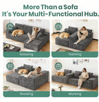 107" Boneless Couches for Living Room, Modular Cloud Sectional Couches L Shaped Sofa with Oversized Chaise Comfy Corduroy Home Sofa (Grey, Right Facing Chaise)