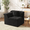44" Cloud Sectional Couch with Single Arm, Modern Compressed Sofa, Comfy Sleeper Sofa, Corduroy Upholstered Couches for Small Space, Apartment, No Assembly Required, Black, Left Side