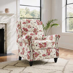 Lumibee Recliner Chair, Wingback Recliner Chair for Living Room, Modern Upholstered Faux Leather Pushback Armchair with Adjustable Backrest & Footrest for Small Spaces,Bedroom-Pattern White