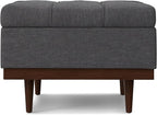 SIMPLIHOME Mariah 34 inch Wide Contemporary Rectangle Coffee Table Storage Ottoman in Slate Grey Polyester Linen, Assembled, For the Living Room, Entryway and Family Room