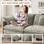WorthFurni 111.4” Modular Sectional Sofa, U Shape Cloud Couch with 2 Movable Ottoman, Comfy Chenille Deep Seat Sofa with Soft Pillows for Apartment Living Room Bedroom（Grey）