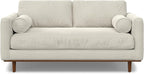SIMPLIHOME Morrison 72-inch Wide Sofa in Cream White Woven-Blend Fabric, Handcrafted Mid-Century Modern Loveseat for Living Room or Family Room, Single Bench Cushion, Bolster Pillows