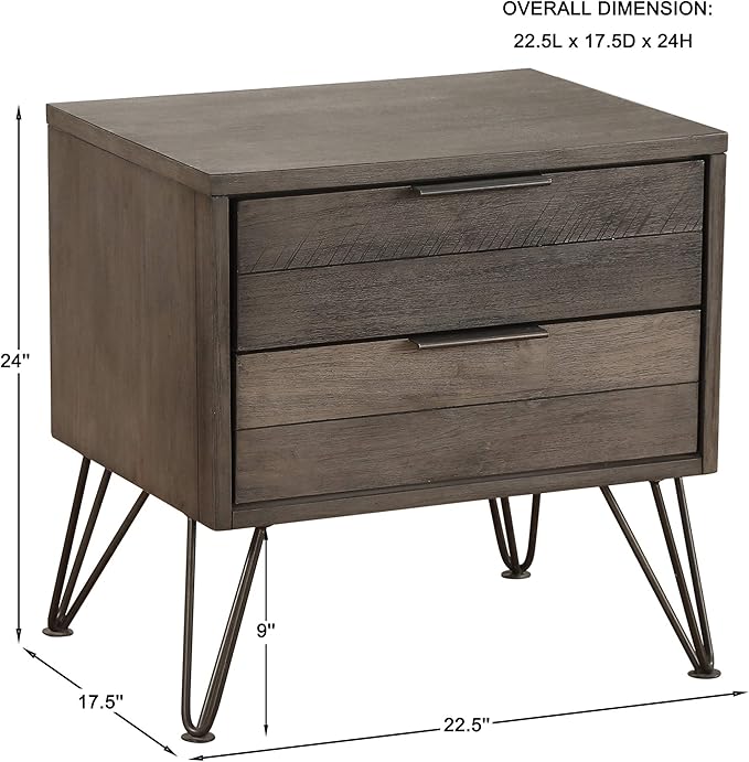 Lexicon Leavitt 2-Drawer Nightstand, Gray