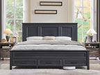 ACCOHOHO Farmhouse Queen Size Bed Frame with 52" Tall Headboard, Wood Platform Bedframe with Footboard and Storage Drawers, No Squeak, No Box Spring Needed, Black