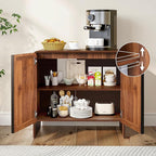 BERRYMERRY 2 Door Fluted Sideboard Buffet Cabinet with Storage, Modern Wood Cabinet with Adjustable Shelves for Living Room, Dining Room (Brown 4 Doors)