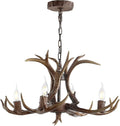 JONATHAN Y JYL6301A Eldora 26" Adjustable Resin Antler 4-Light LED Chandelier, Glam, Rustic,Cottage,Transitional, Dimmable Dining Room, Living Room, Kitchen, Foyer, Bedroom, Brown