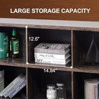 8 Cube Storage Organizer Bookshelf, Industrial Horizontal Bookcase, Accent Cubby Shelf, Media Console Table for Living Room, Home Office, 13.6" D x 63" W x 30.9" H, Dark Grey Oak