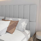 Art3d Peel and Stick Headboard for Full King and Queen in Velvet Stone, Pack of 12 Panels Sized 9.84" x 23.62", 3D Soundproof Wall Panels, Upholstered Wall Panel