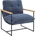 FLEXISPOT Accent Chair for Living Room,Arm Chair for Bedroom,with Wooden Arms, Wide Large Plus Size Cushion,Metal Frame,Reading Bedroom Chair Armchair for Home/Office/Cafe/Apartment/Waiting Room,Blue