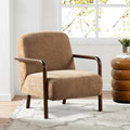 Glitzhome Modern Accent Chair for Living Room, Upholstered Extra-Cushioned Fabric Armchair with Walnut Rubber Wood Frame, Comfy Single Chair for Living Room/Bedroom/Reading Room/Office