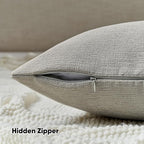 FUTEI Smoke Gray Chenille Decorative Throw Pillow Covers 12x20 Inch Set of 2,Soft Cozy Faux Linen Textured Lumbar Pillow Cases,Farmhouse Home Decor for Couch Living Room