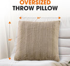 Cheer Collection Faux Fur Throw Pillows - Decorative Pillows for Couch, Bed Throw Pillows, Sand Accent Pillows for Bedroom or Living Room Aesthetic, Set of 2 Furry Throw Pillows, 26" x 26"