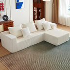 100.7" Boneless Couches for Living Room, Fully Memory Foam Sofa with Deep Seat, L Shape Sectional Couch Corduroy Fabric, Compressed Sofa in a Box,No Assembly Required (Beige, Right Facing Chaise)