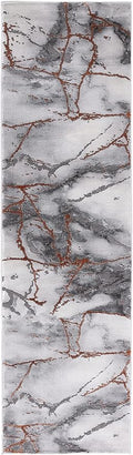 SAFAVIEH Craft Collection 2'3" x 6' Grey/Orange CFT877P Modern Abstract Non-Shedding Entryway Foyer Living Room Bedroom Kitchen Runner Rug