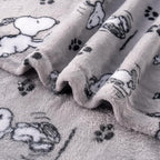 Berkshire Blanket Peanuts® VelvetLoft® Cute Character Snoopy Plush Blanket,Peanuts Poses and Paws Grey,Full/Queen 90 in x 90 in (Official Peanuts® Product)