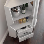 YUNKE Novelty Wooden Cabinet, White Corner Table with 2 Open Shelves and 2 Drawers, Commonly Used in Living Room, Home Office, Study Room and Dinning Room