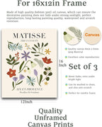 Abstract Matisse Wall Art Decor,Unframed Flower Market Print Posters Set of 3,12x16in Green Quality Canvas Paintings for Home Decoration in Bathroom,Living Room,Bedroom