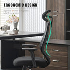 Okeysen Ergonomic Mesh Office Chair, High Back Swivel Computer Chair with 2D Adjustable Headrest, S-Shaped Lumbar Support, and Breathable Padded Seat for Home Office