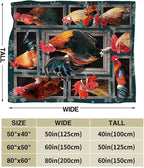 Rooster Chicken Throw Blanket, 60"x50", Multicolor, 100% Polyester Microfiber, Wrinkle Resistant, Colorfast, Unisex Adult, Perfect for Couch, Bed, Camping, Reading, Napping