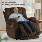 Tami Tami Dual Motor Power Lift Chair Recliner for Elderly with Massage and Heat, Infinite Position Electric Lift Recliner with Adjustable Headrest, USB (T6015 - Plush Fabric, Dark Brown, Oversized)