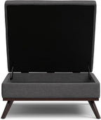 SIMPLIHOME Owen 40 inch Wide Mid Century Modern Square XL Coffee Table Storage Ottoman in Slate Grey Polyester Fabric, Assembled, for The Living Room, Entryway and Family Room