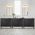 Fluted Storage Cabinet with Doors, Wood Sideboard Buffet Cabinet with Adjustable Shelf, Modern Accent for Living Room, Entryway (Set of 3, Black)
