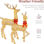 Best Choice Products 6.5ft 3-Piece Large Lighted Christmas Deer Family Set, Outdoor Yard Decoration with 385 LED Lights, Stakes, Zip Ties - Gold