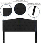 EMMA + OLIVER Tufted Upholstered Queen Size Headboard in Black Fabric