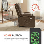 MCombo Dual Motor Power Lift Recliner Chair with Massage and Heat for Elderly People, Infinite Position, USB Ports, Cup Holders, Fabric 7679 (Medium, Brown)