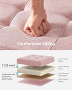 SONGMICS Mazie Collection - 30 Inches Folding Storage Ottoman Bench, Ottoman Foot Rest, End of Bed Bench, Storage Chest, Load 660 lb, for Living Room, Bedroom, Entryway, Jelly Pink ULSF047R11