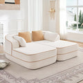 Cloud Sectional Sofa Modern Boneless Couch for Living Room, Comfy Deep Seat Comfy Teddy Fabric Double Sofa Chaise No Assembly Required (White, 77.2" Double Chaise Lounge)