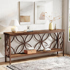 Tribesigns 70.9-Inch Narrow Sofa Table, Industrial Long Sofa Table Behind Couch, Entry Console Table with Storage for Entryway, Living Room, Foyer, Unique Design, Brown Matte