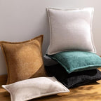 Mustard Yellow Decorative Throw Pillow Covers 22x22 Inch Set of 2 Cozy Soild Chenille Cushion Cases Soft Textured Square Couch Pillows Cover Boho Accent Farmhouse Pillowcases for Bed