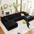 Balshaw 108" Cloud Sectional Couch Sofa with L-Shape Chaise, Modern Modular Sofa Couch Upholstered Couches for Living Room Bedroom, No Assembly Required (Black, U Shape)