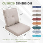 Outdoor Chair Cushion Set of 3, Waterproof Outdoor Seat Cushions 25x22, Patio Chair Cushions for Outdoor Furniture, Couch Cushion Replacement, Include 3 Back & 3 Seat Cushions, Button/Beige