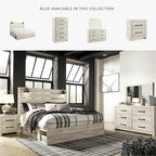 Signature Design by Ashley Cambeck Farmhouse King Panel Platform Bed with 4 Storage Drawers, Cubbies, Sconce Lights and USB Ports, Foundation or Box Spring Not Needed, Whitewash