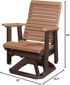 DutchCrafters Modern Horizontal Slat High Back Poly Glider Chair Outdoor Patio Furniture (Tudor Brown & Cedar)