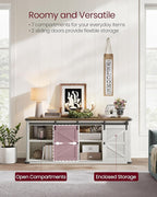 VASAGLE TV Stand for TVs up to 65 Inches, Farmhouse Entertainment Center with Sliding Barn Doors, TV Console Table for Living Room, Rustic White and Honey Brown ULTV324W73