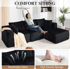 102" Modular Sectional Sofa, L-Shape Cloud Sectional Couch with Deep Seat, 3 Seat Memory Foam Comfy Boneless Couches for Living Room Bedroom, No Assembly Required, Black