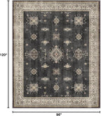 RUGGABLE Washable Vintage Area Rug – Verena Dark Wood 8x10, Stain-Resistant, Non-Slip – Large Machine Washable Rugs for Living Room, Bedroom, Hallway, Entryway & Office–with Cushioned Pad