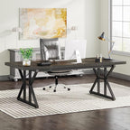 Tribesigns 70.8-Inch Executive Desk, Large Computer Office Desk Workstation, Modern Simple Style Laptop Desk Study Writing Table Business Furniture for Home Office (Black Oak, 70.8 Inch)