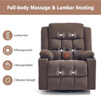 Swivel Rocker Recliner Chair for Adults with Massage and Heat, Cup Holders and Side Pockets, Glider Rocking Reclining Single Sofa Chair for Living Room (Cocoa)