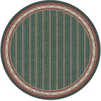 RUGGABLE x Morris & Co Machine Washable Area Rug – Fruit Stripe Spruce Green 6 ft Round, Stain-Resistant, Non-Slip – Medium Rugs for Living Room, Bedroom, Hallway, Entryway & Office–with Standard Pad